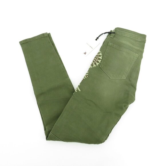 Miss Me Vintage Womens Skinny Jeans Olive Green Embroidered Size 24 NWT $119 - Picture 1 of 6